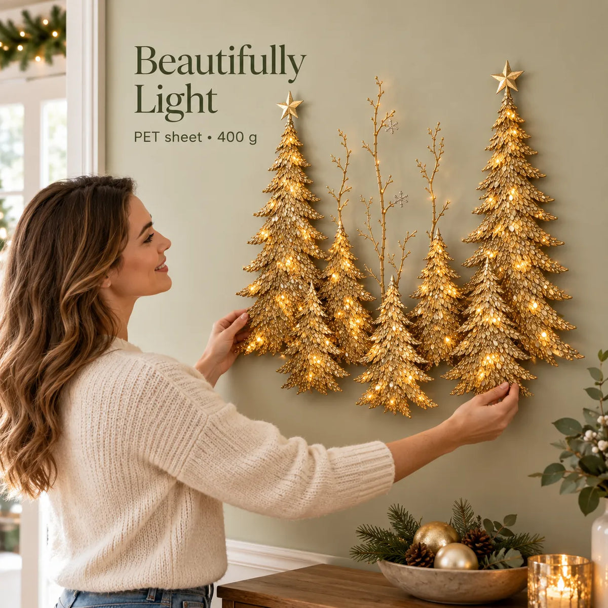 ✨Golden Light-Up Christmas Forest Wall Decor
