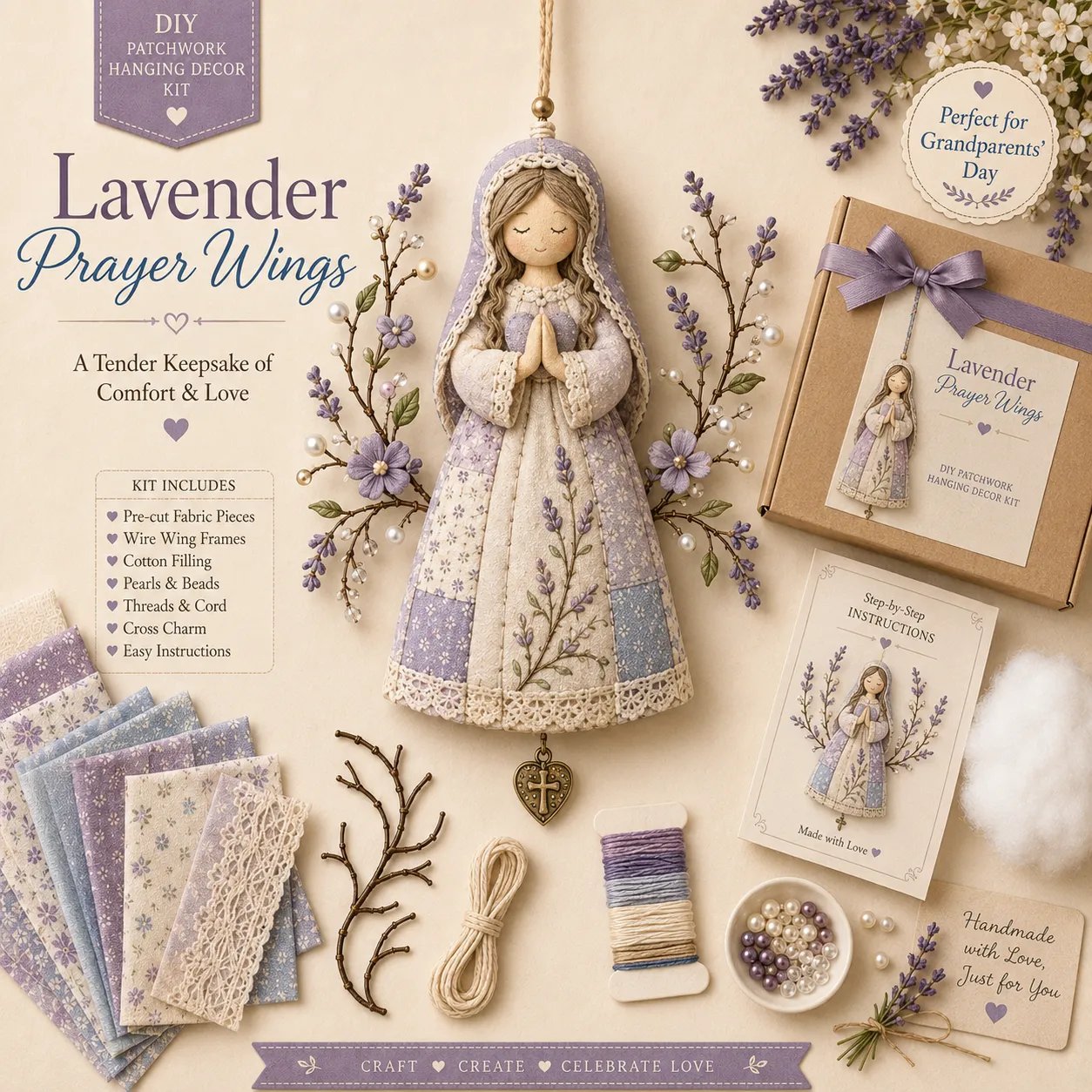 🐦 Beginner-Friendly DIY Hummingbird Blessing Wings Patchwork Hanging Kit | Complete Kit with Pre-Cut Fabrics, Decorative Accents & Step-by-Step Guide Included 💕