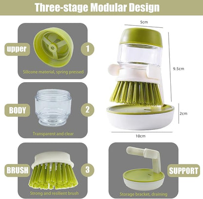 🔥HOT SALE🔥Palm Soap Dispenser Dish Brush with Storage Bracket Holder (2 Replacement Brush Heads)