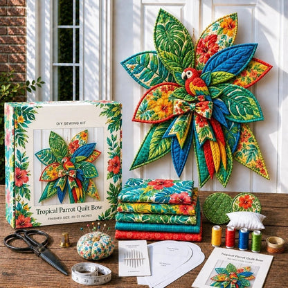 🔥LAST DAY 50% OFF - 🎀 Beginner-Friendly Oversized Quilted Bow Sewing Kit | Coordinated Printed Fabrics, Batting, Pre-Designed Templates & Complete Supplies for a 3D Statement Bow ✨