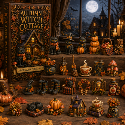 Autumn Witch Cottage Advent Calendar 2026 – 24 Cozy Witchy Miniatures, Black Cat Collectibles & Magical Fall Cottage Surprises