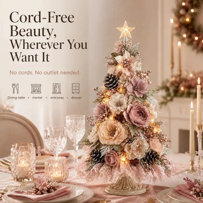 🌸🎄Blush Bloom Pre-Lit Floral Christmas Tree