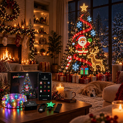 Smart App-Controlled Pixel Christmas Tree Lights, 134 Dynamic Animations & Music Sync LED Lights for Xmas Tree Decoration
