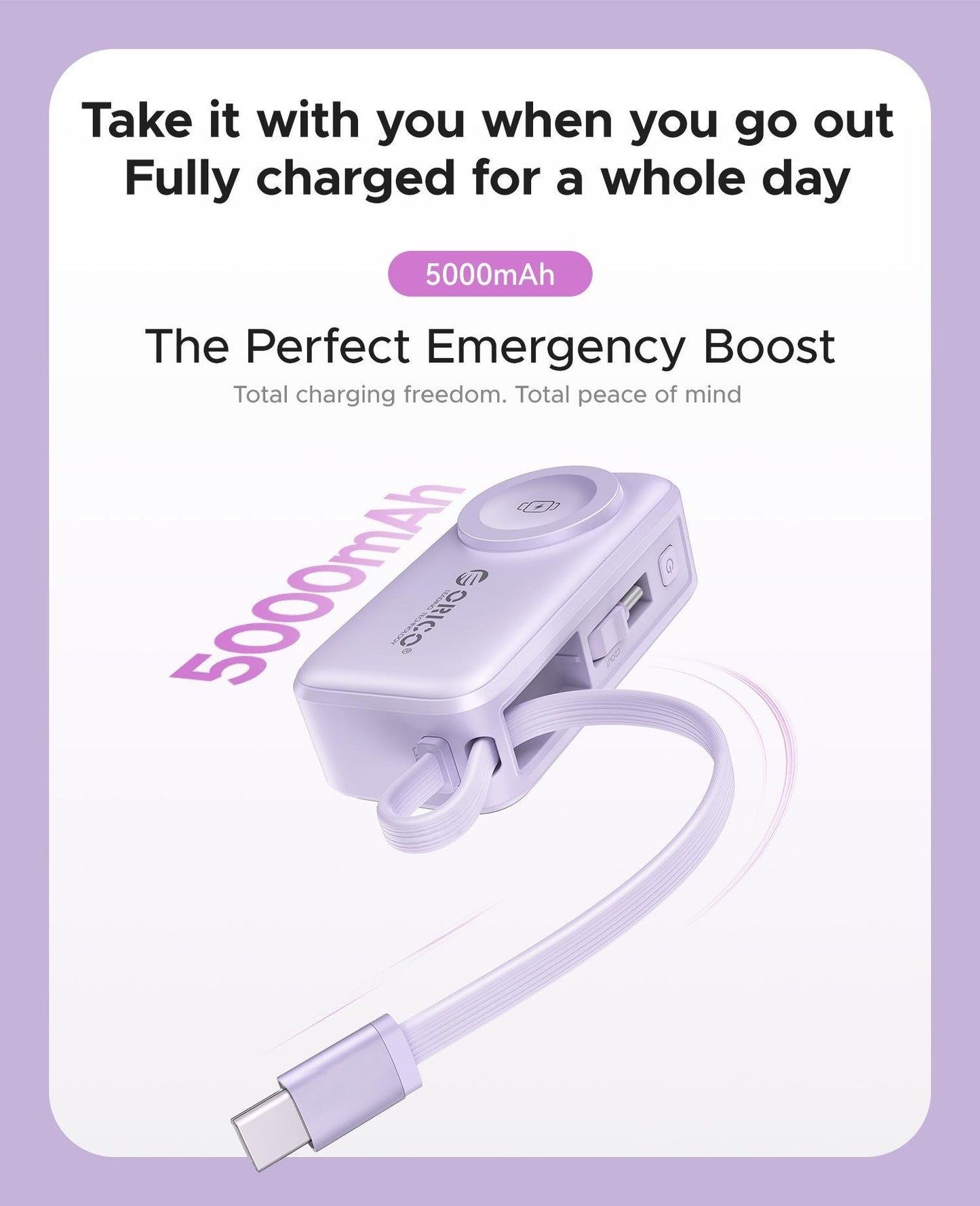 ⚡4-in-1 Folding Chargeable Portable Power Bank with Integrated Cable, Apple Watch Wireless Charging