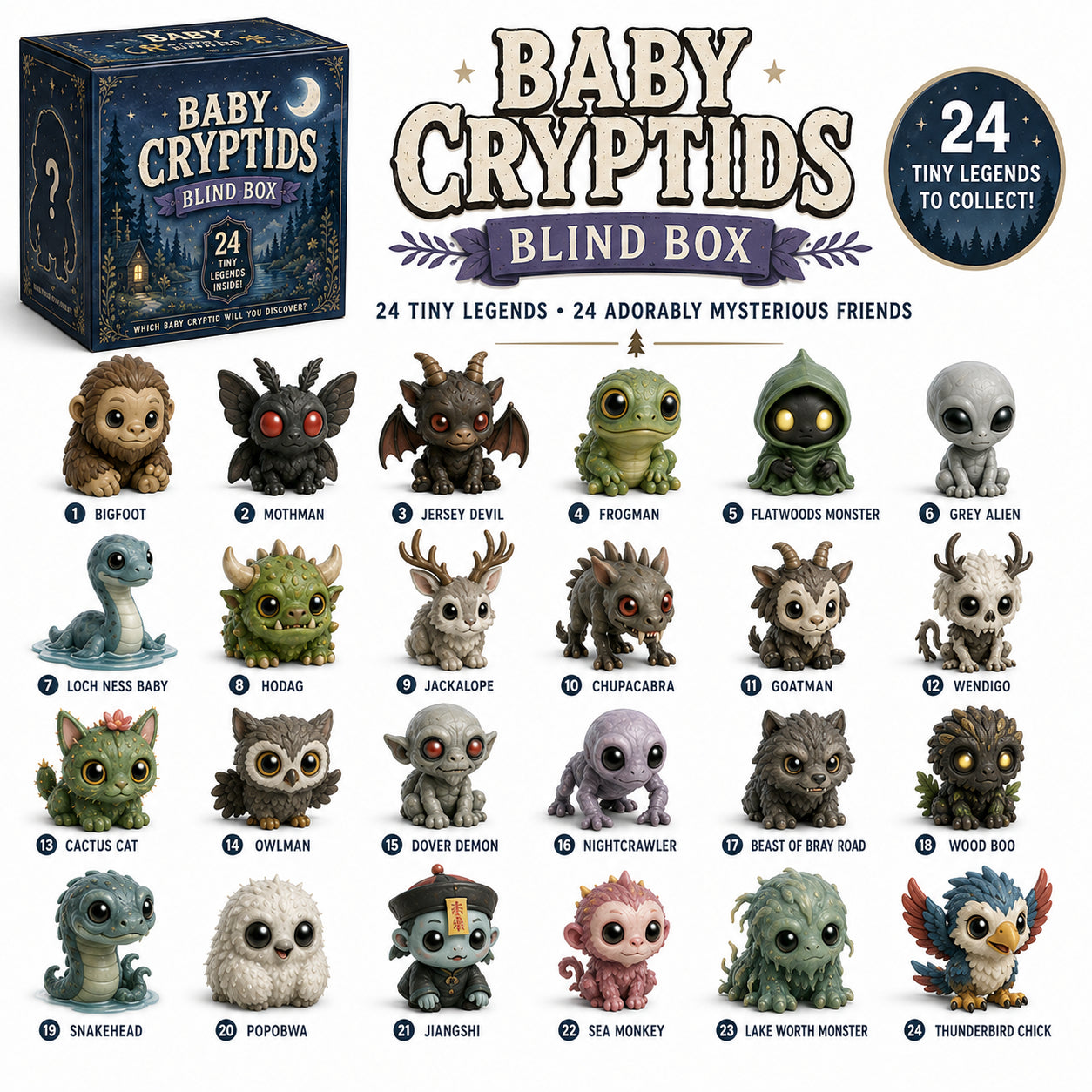 👁️ North American Cryptids Blind Box – 24 Legends, 24 Mysteries 👹