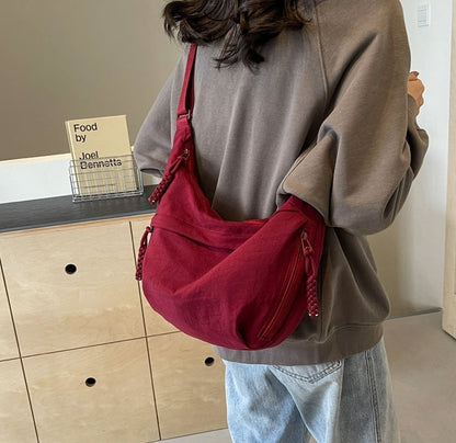 🏆5k sold this week!🔥Designer Direct Sales👜Women's Fashion Plain Color Nylon Crossbody Hobo Bag