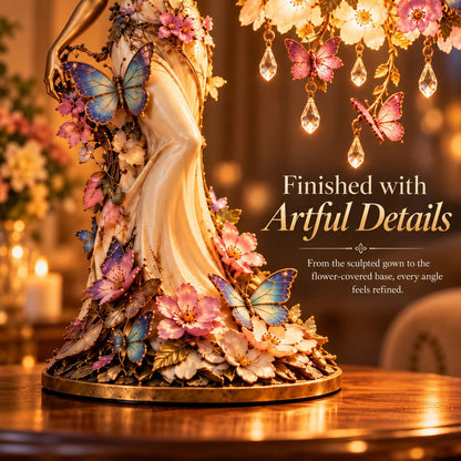🦋 'Butterfly Lady' Accent Lamp – Elegant flower goddess-style lamp with crystal drops