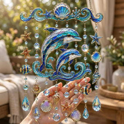 🌊Ocean-Themed Crystal Wind Chime – ✨Bring the Ocean Glow to Your Garden