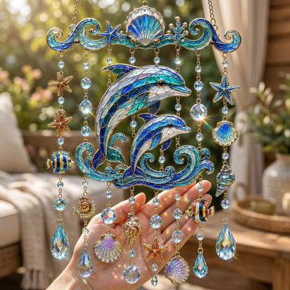 🔥LAST DAY 50% OFF 🐋🐢🐬Ocean-Themed Acrylic Wind Chime – 🌊Bring the Ocean Glow to Your Garden (2D)