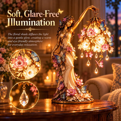 🦋 'Butterfly Lady' Accent Lamp – Elegant flower goddess-style lamp with crystal drops