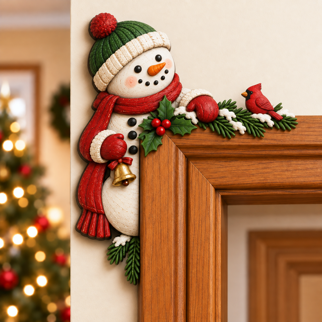 Christmas peekaboo door frame decoration