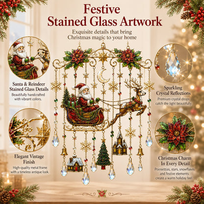 🔥 LAST DAY 49% OFF – 🎄Handmade Christmas Stained Glass Window Hanging | Tempered Stained Glass, K9 Crystal Drops & Ready-to-Hang Holiday Decor ✨