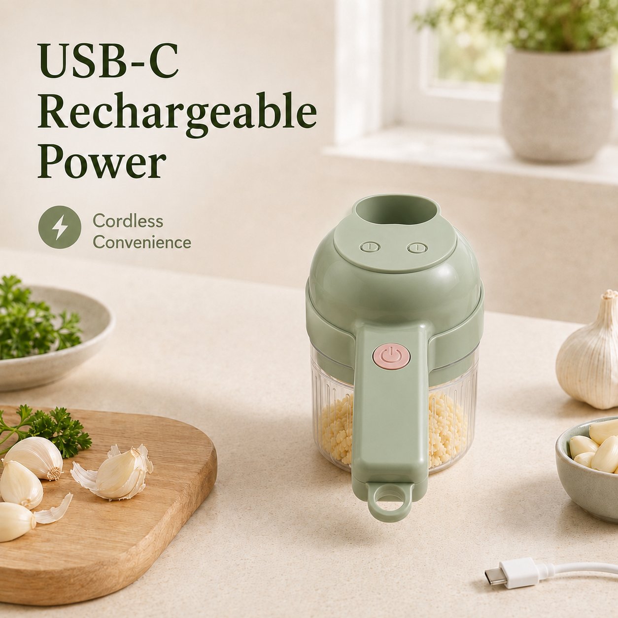 4-in-1 Cordless Handheld Food Processor & Slicer