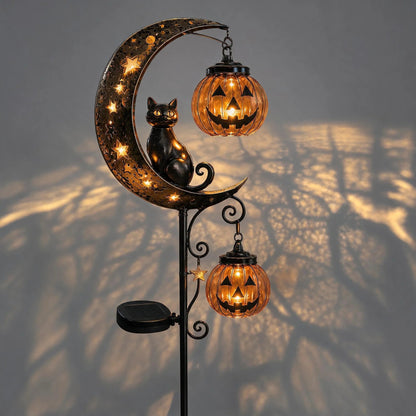 🔥49% OFF TODAY 👻 Solar Halloween Garden Stake Light with Black Cat & Pumpkin