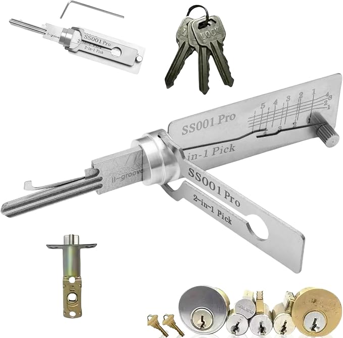 🔥HOT SALE 49% OFF⚒️Stainless Steel Master Key Decoder, SS001 Pro Lock Pick Tool for Beginners, Practical Locks for Lock Lock,Lock Pick Set（Only applicable to Flat Key Lock）