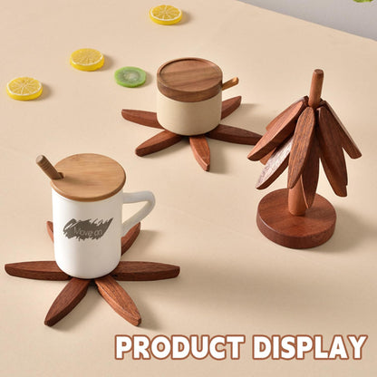 🔥Limited Time 49% Off✨Natural Tree Trivet Set - 4 Wooden Trivets & 1 Stand,Like a Christmas Tree🎄