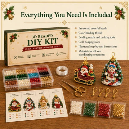 ⏳ Last Day 49% OFF – 🎄 Beginner-Friendly DIY 3D Christmas Beaded Ornament Kit | Complete 4-Piece Set with Glass Beads, All Tools & Step-by-Step Guide Included 💕
