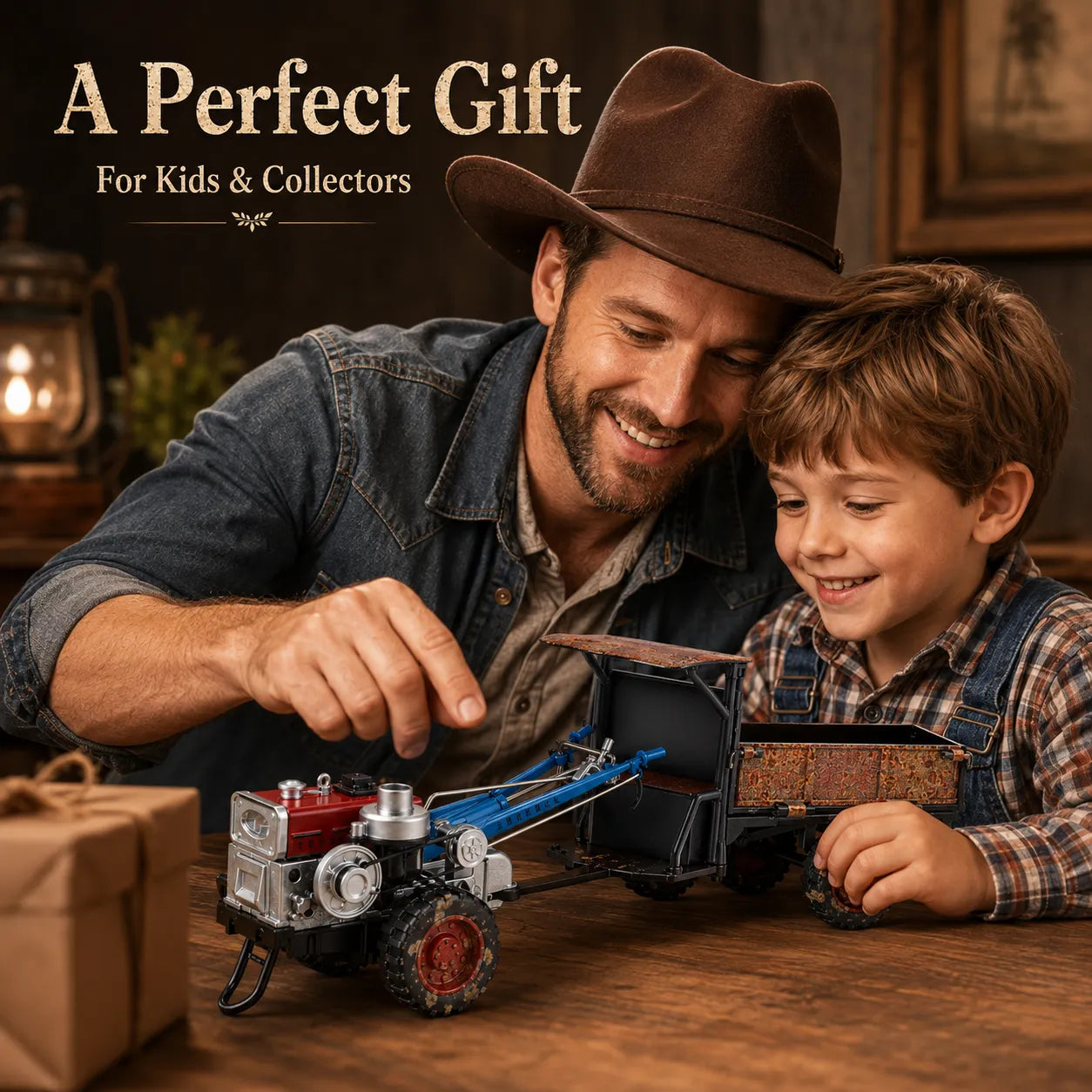 🚜 1:24 Vintage Alloy Tractor Model – Light Sound Spray Function Collectible Toy