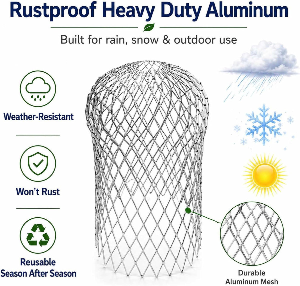 Aluminum Alloy Gutter Guard Filter, Roof Rain Gutter Downspout Strainer, Anti‑Clog Leaf Debris Catcher for Home Drainage System