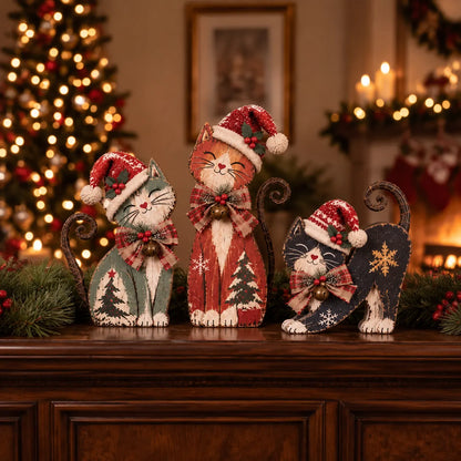 🐱🎄 Vintage Lighted Christmas Cat Trio | Remote Tail Lights