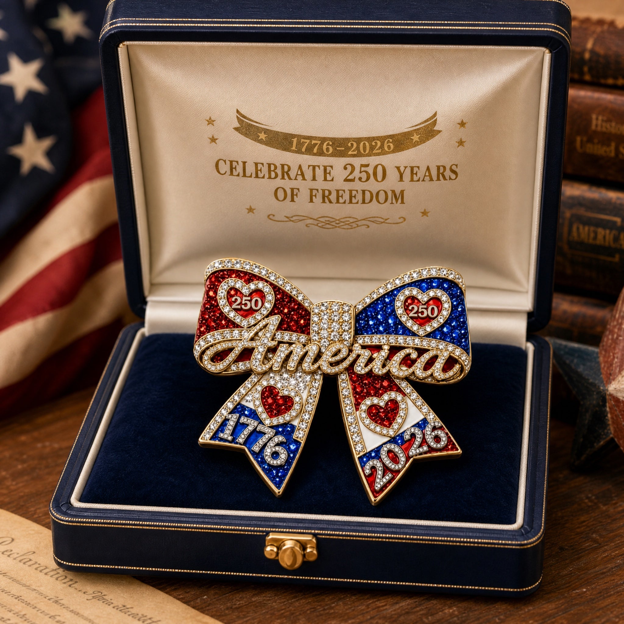 America 250 commemorative ribbon pin gift presentation
