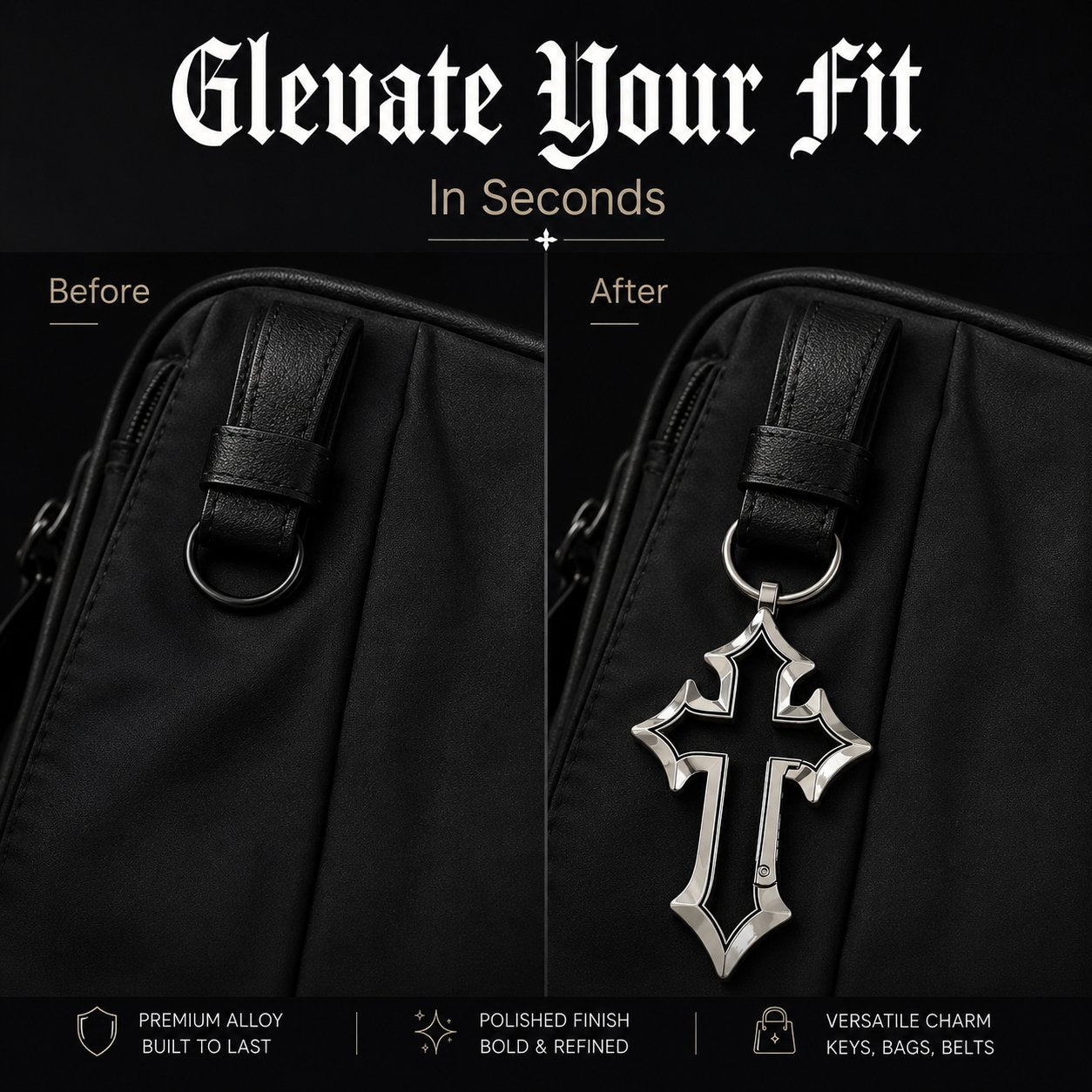 🔥Gothic Cross Keychain & Bag Charm