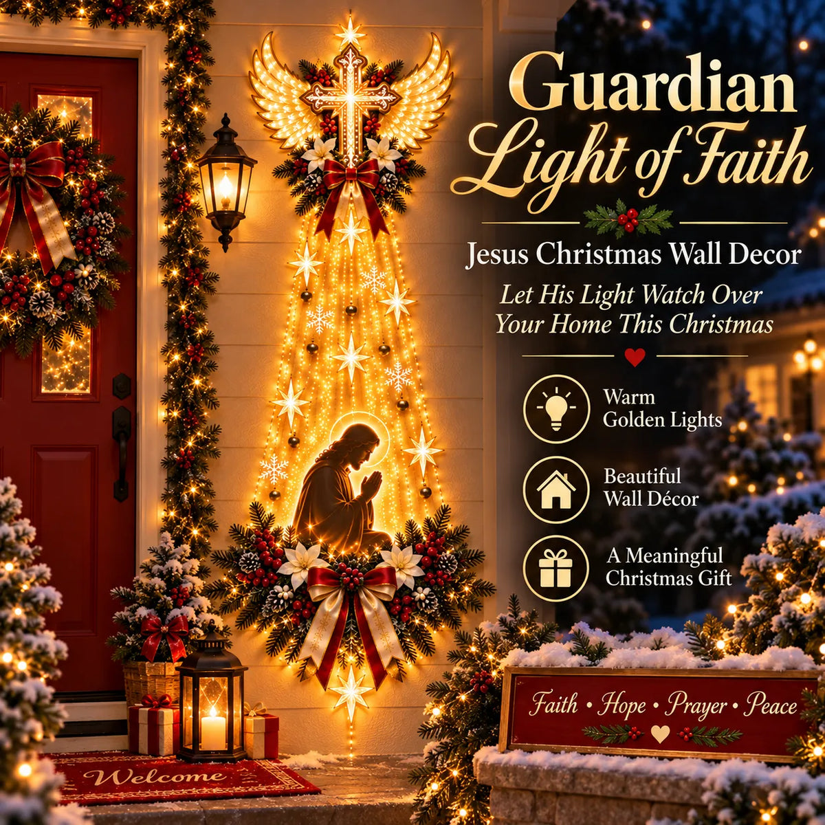 ✨LAST DAY 50% OFF✨✝️ Guardian Light of Faith – Jesus Christmas Wall Decor
