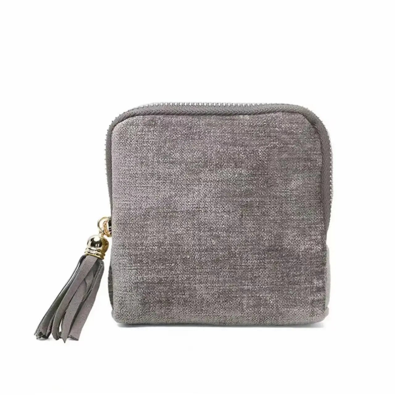 2 PCS jewelry zippered pocket case Travel Jewelry Bag Portable Organizer with 5 Compartments Velvet Satin Lining Tassel Zipper