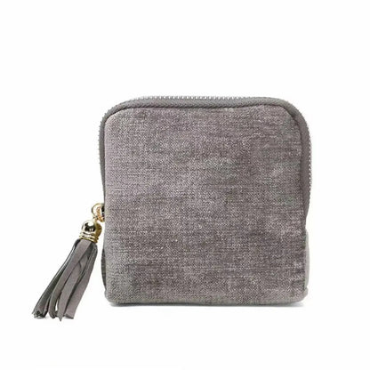 2 PCS jewelry zippered pocket case Travel Jewelry Bag Portable Organizer with 5 Compartments Velvet Satin Lining Tassel Zipper