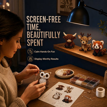 3D Beaded Animal Craft Kit – Relaxing 4-Piece DIY Set