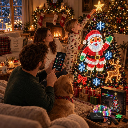 Smart App-Controlled Pixel Christmas Tree Lights, 134 Dynamic Animations & Music Sync LED Lights for Xmas Tree Decoration