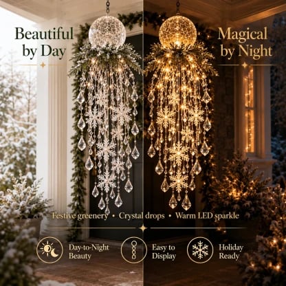 ❄️Crystal Cascade Christmas Snowflake LED Hanging Light✨