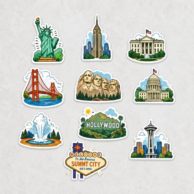 🗽USA Landmark Travel Stickers