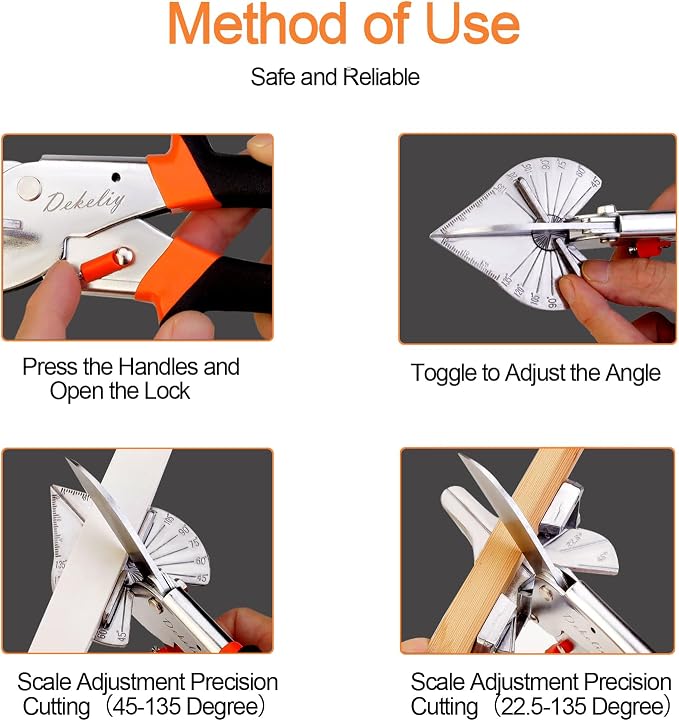 ⛏️Multi Angle Miter Shear Cutter, Stainless steel material, 45°-135° Adjustable Angle Trim Scissors Hand Tool