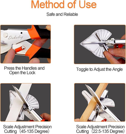 ⛏️Multi Angle Miter Shear Cutter, Stainless steel material, 45°-135° Adjustable Angle Trim Scissors Hand Tool