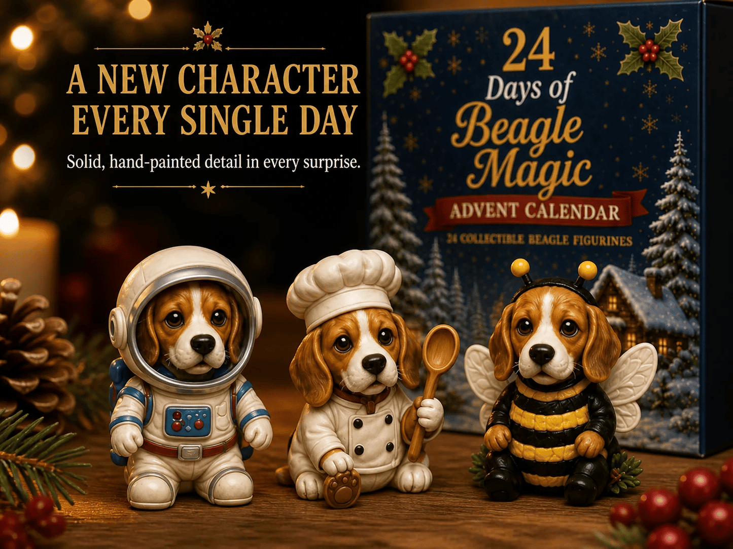 Beagle Magic Advent Calendar 2026 – 24 Days of Unique Beagle Miniature Collectibles, 24 Cute Holiday