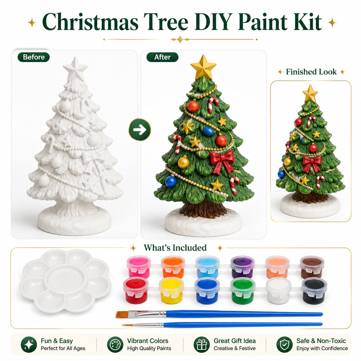 ⏳ Last Day 49% OFF – 🎨 Beginner-Friendly Christmas Paint-Your-Own Figurine Kit Collection | Complete Kit with Unpainted Figurine, Paints, Brushes & Mixing Palette Included 💕