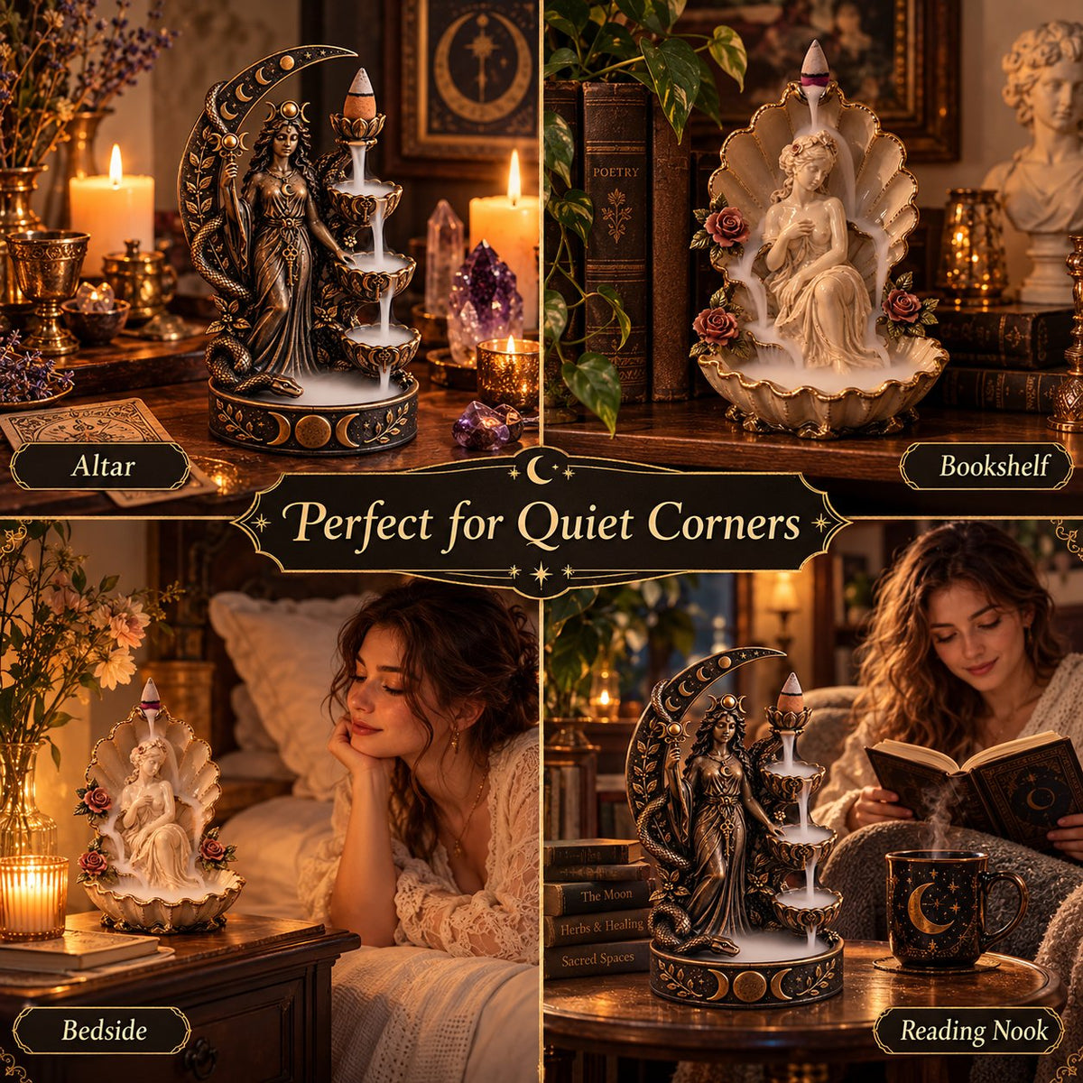 🔮 Hecate’s Key & Aphrodite’s Veil Backflow Incense Holders – Sculptural Smoke Waterfall Décor