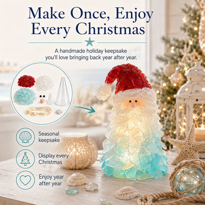 ⏳ Last Day 49% OFF – 🎅 Beginner-Friendly DIY Lighted Sea Glass Santa Christmas Decor Kit | Complete Kit with Sea Glass Pieces, Warm Fairy Lights & Step-by-Step Guide Included 💕