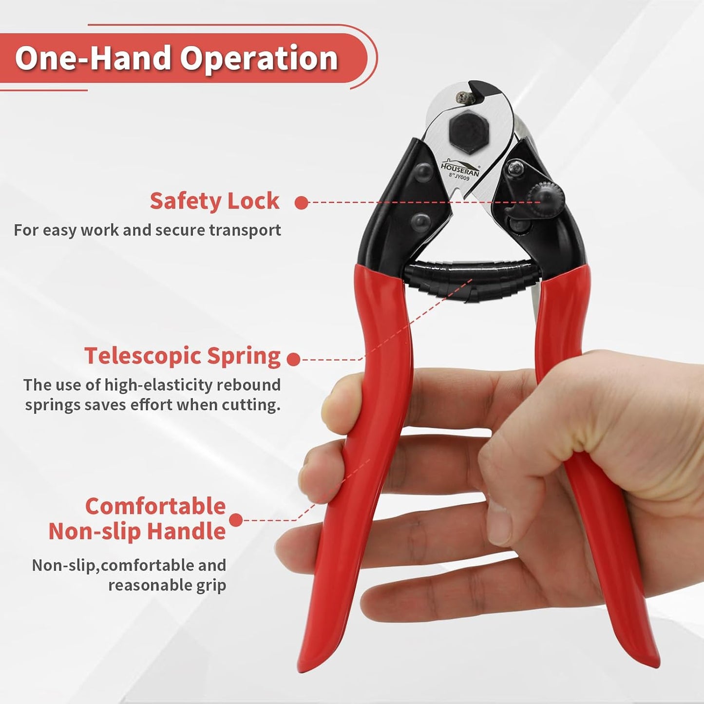 8 Inch Wire Rope Cutter, Heavy Duty Steel Cable Cutters