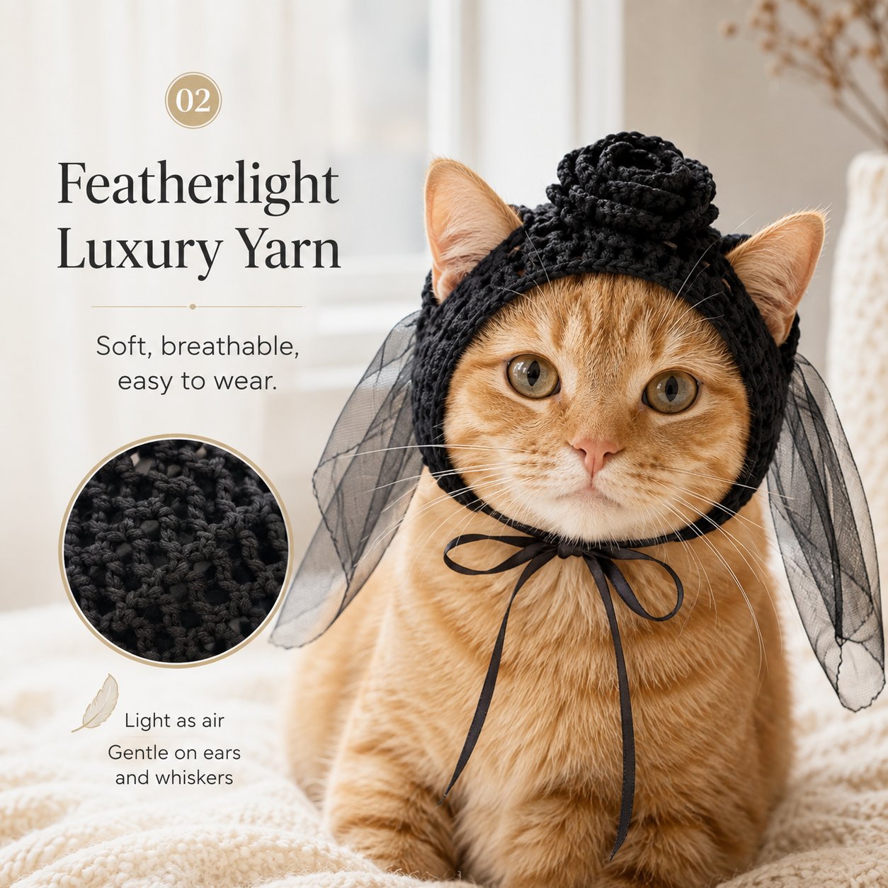 🖤🐾Handmade Gothic Crochet Cat Hat