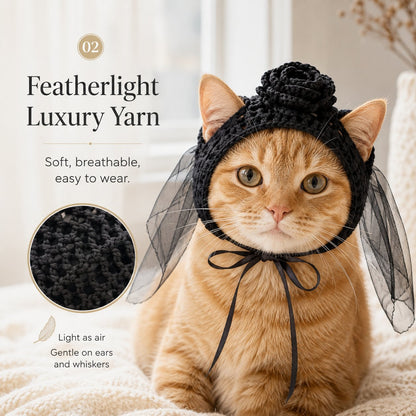 🖤🐾Handmade Gothic Crochet Cat Hat