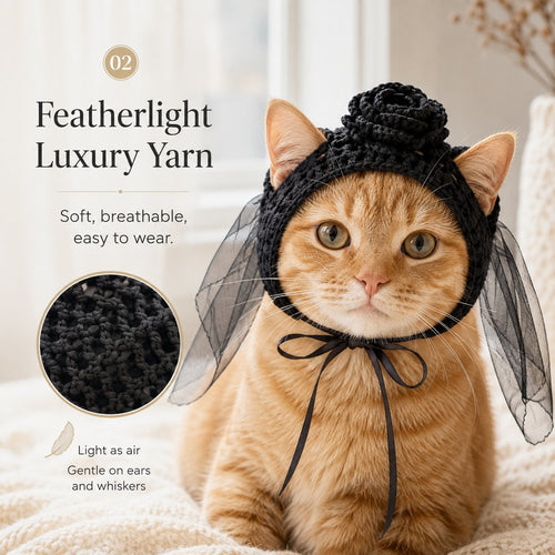🖤🐾Handmade Gothic Crochet Cat Hat