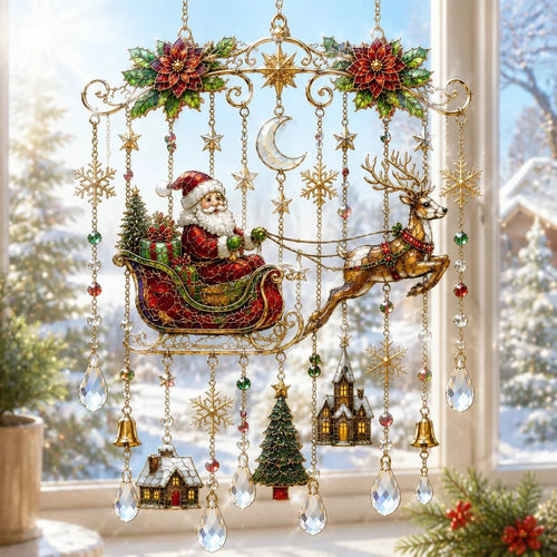 Handmade Christmas Stained Glass Window Hanging