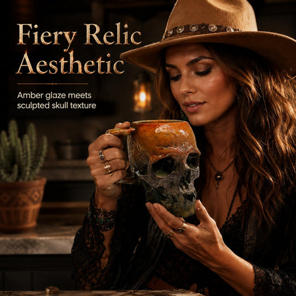 💀Gothic Sunfire Skull Handmade Ceramic Mug