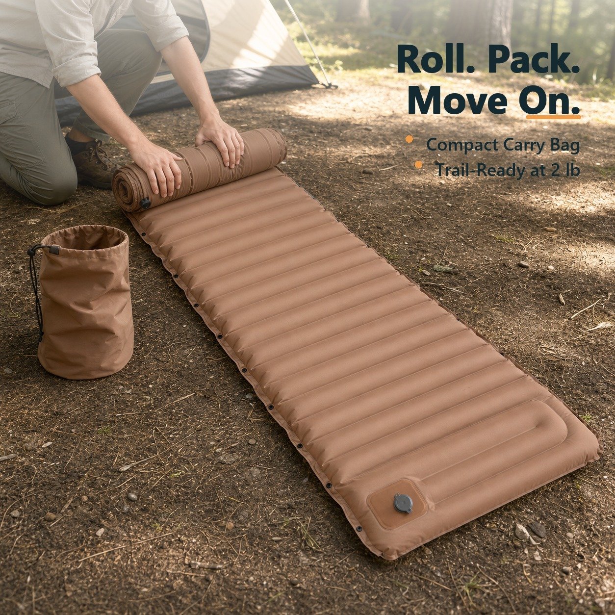 Ultralight 4-Inch Camping Mattress with Built-In Foot Pump