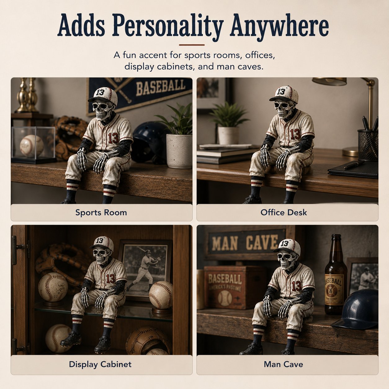 ⭐HOT SALE 49% OFF - ⚾Baseball Skeleton Shelf Sitter – He Stayed in the Game a Little Too Long 💀