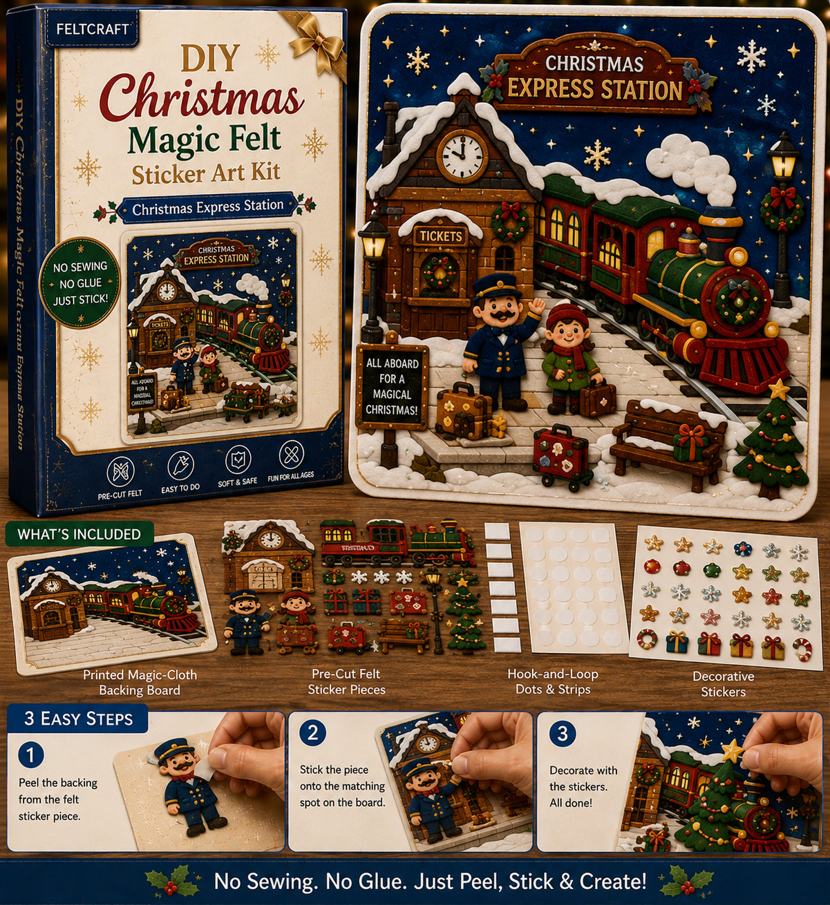 DIY Christmas Magic Felt Sticker Art Kit