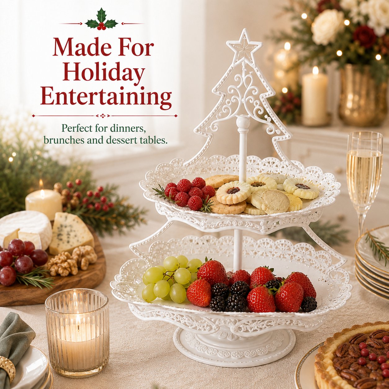 Christmas Tree Two-Tier Serving Stand
