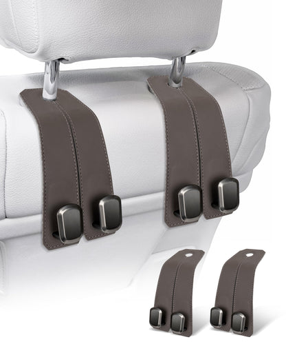 🚗360° Rotating Leather Car Headrest Hooks